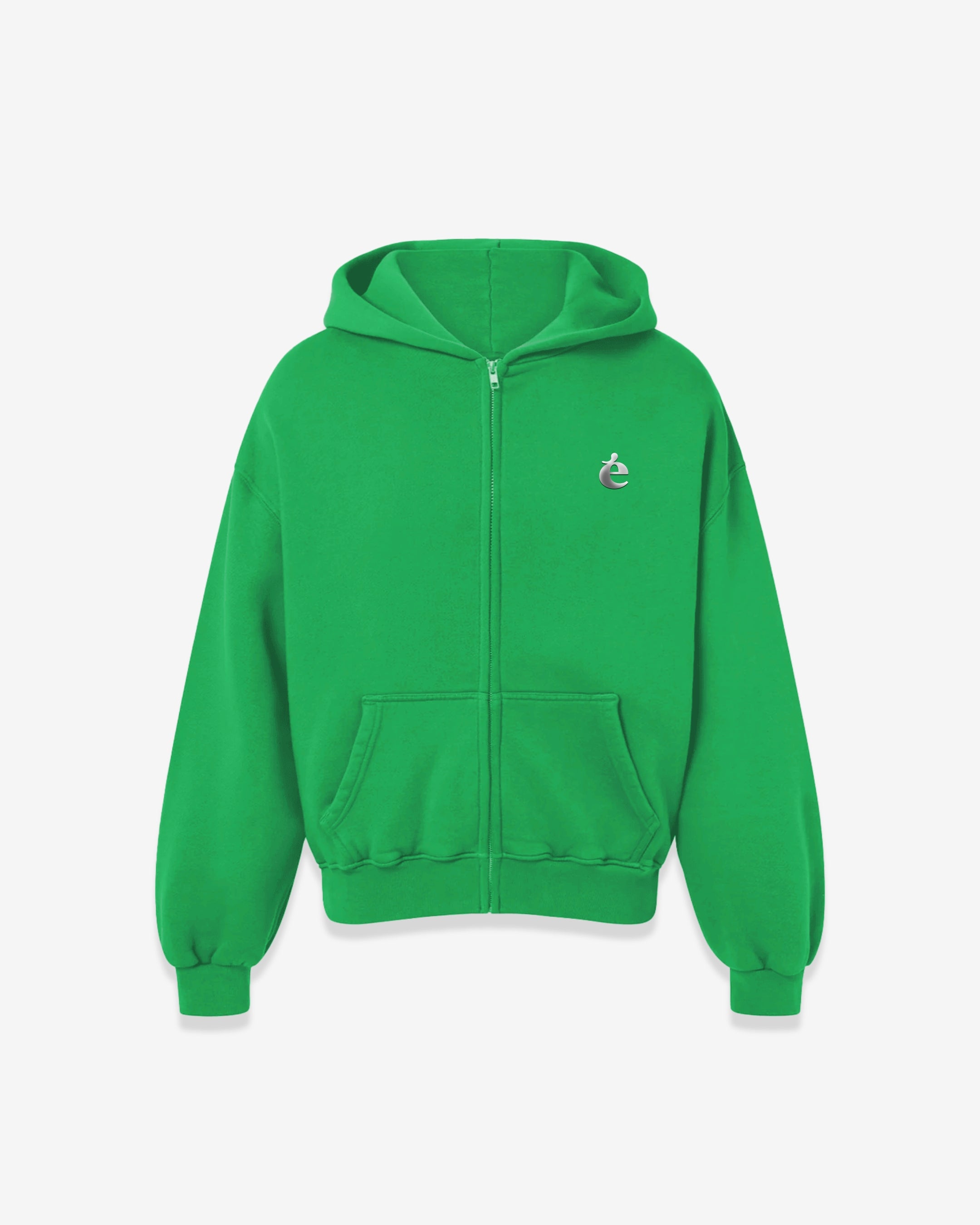 Basic Zipper Hoodie - Green
