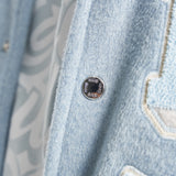 Heart Break College Jacket - Baby Blue