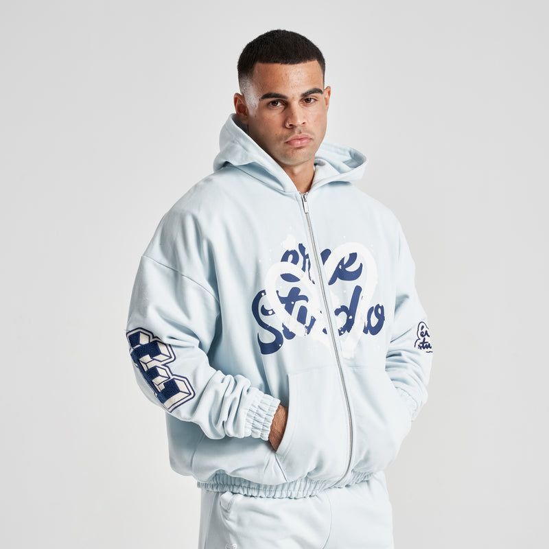 Heart Break Heavy Zipper - Baby Blue